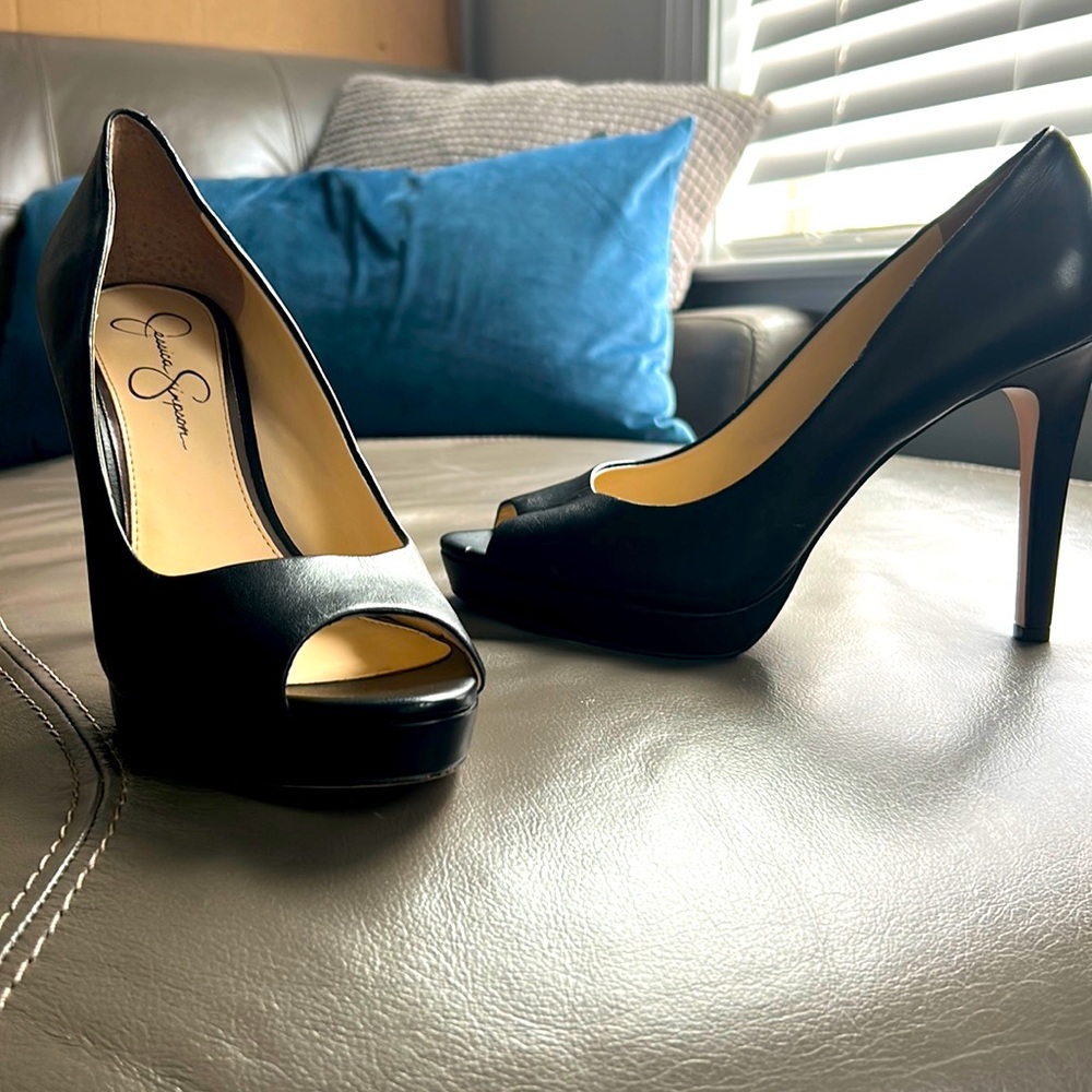 Black Open Toe Pumps